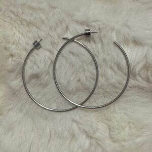Michael Kors Polished Silver Open Hoop Earrings